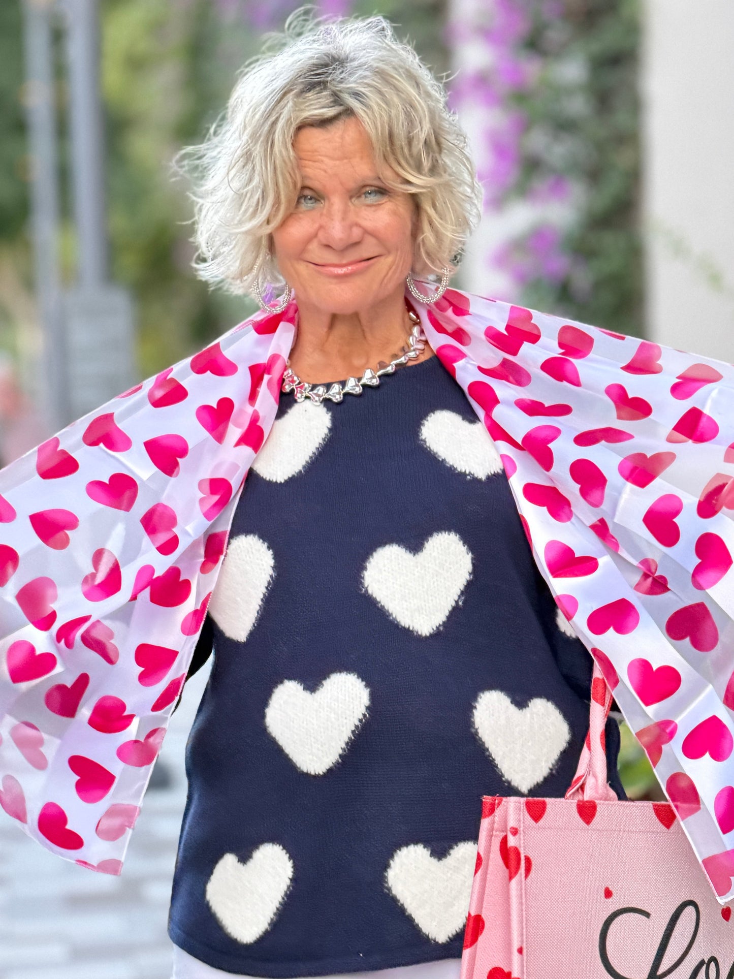 LULU-B NAVY FUZZY HEART SWEATER