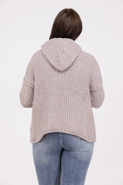 Stealing Hearts Women's Knit V-Neck Hooded Sweater