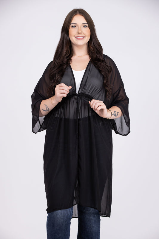 Make Me Feel Special Women's Sheer Front Tie Kimono