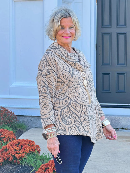 HOLIDAY BEIGE JACQUARD TOP