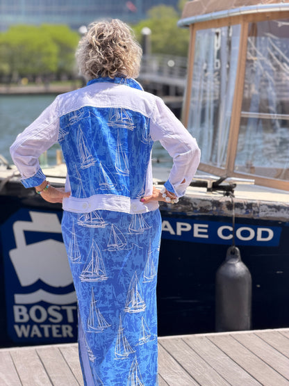 HARBOR BLUES SAILBOAT LINEN  JACKET