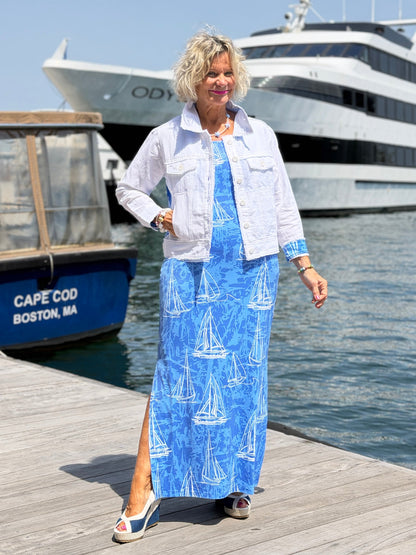 HARBOR BLUES SAILBOAT LINEN  JACKET