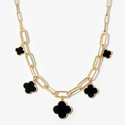 GOLD DIPPED BLACK  Quatrefoil Pendant