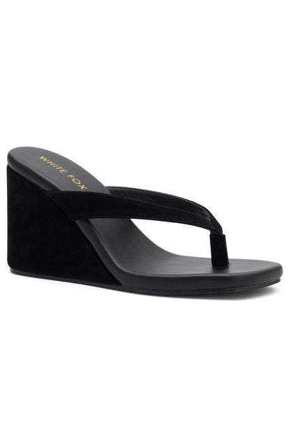 Grace Wedge Black Faux Suede