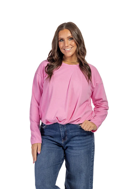 Women's Bubble Hem Long Sleeve Top
