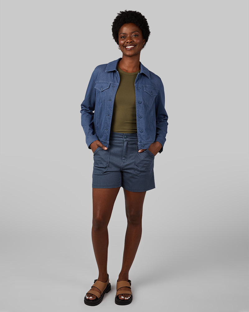 WOMEN'S MINI KNIT TWILL TRUCKER JACKET