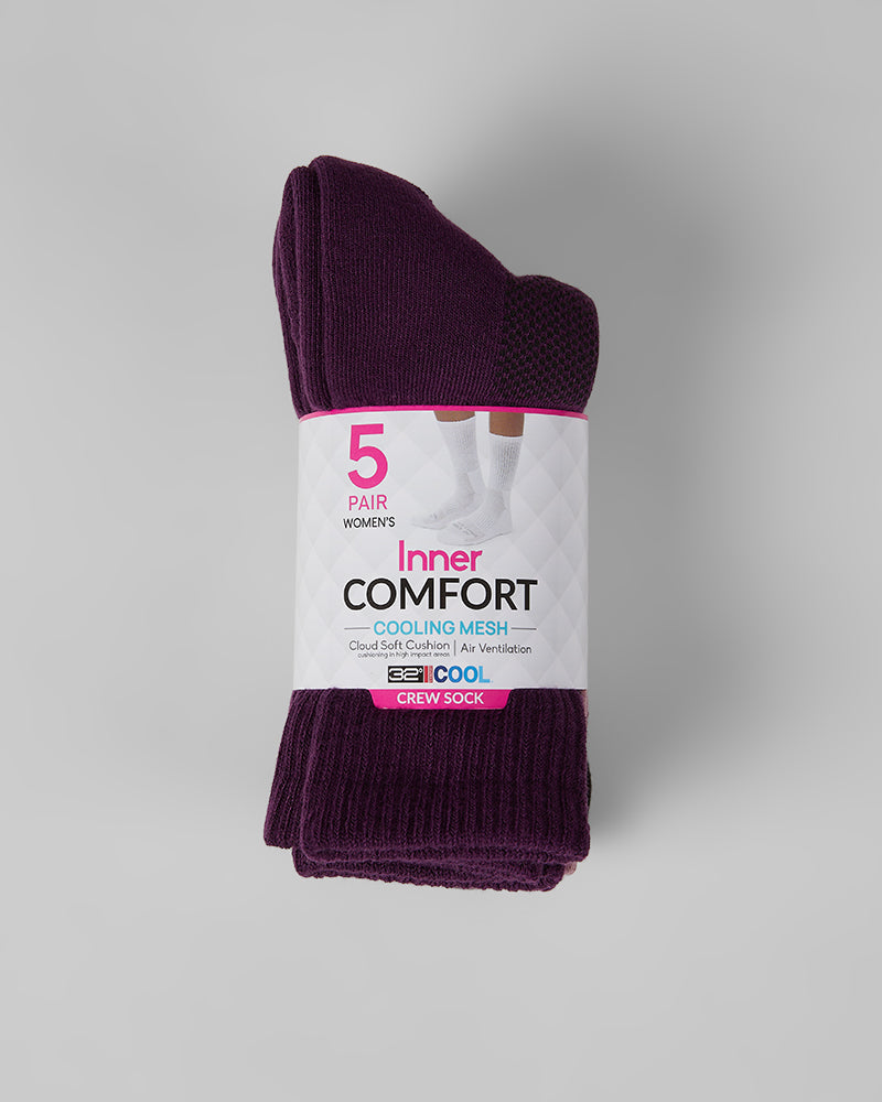 WOMEN'S 5-PACK COOL COMFORT CREW SOCKS